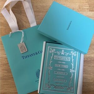 Tiffany & Co. Leather Cover notebook in box with Landmark bag and tag. Gift set
